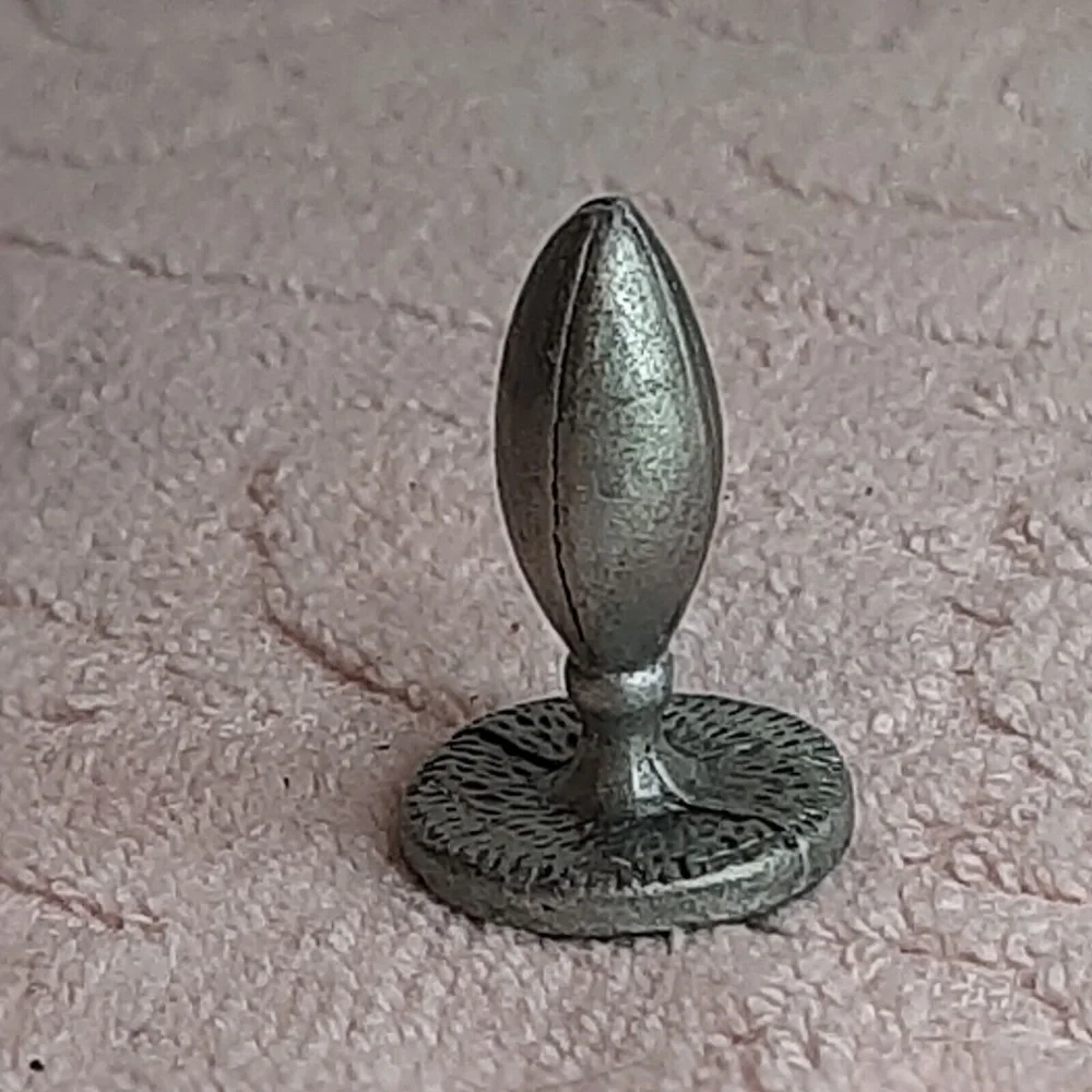 Vintage Pewter Mini Figurine - Football Ball Standing on Grass